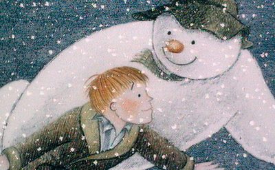 Child in winter clothing interacting with a snowman wearing a hat, carrot nose, coal eyes, and a smile, surrounded by falling snowflakes in a wintry scene.